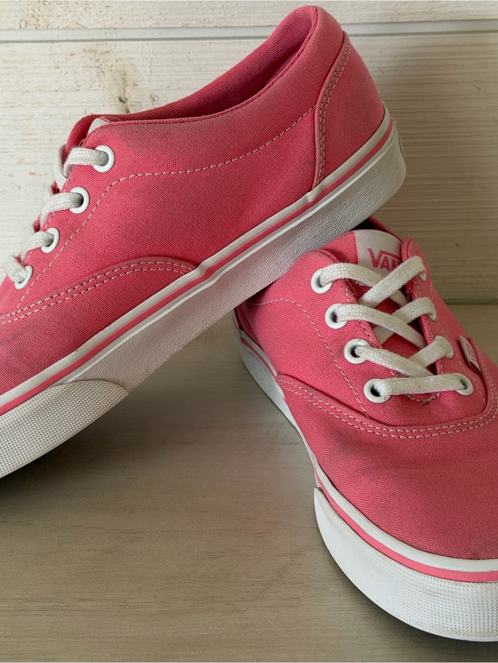 Vans Pink Canvas Low-Top Sneakers with White Trim